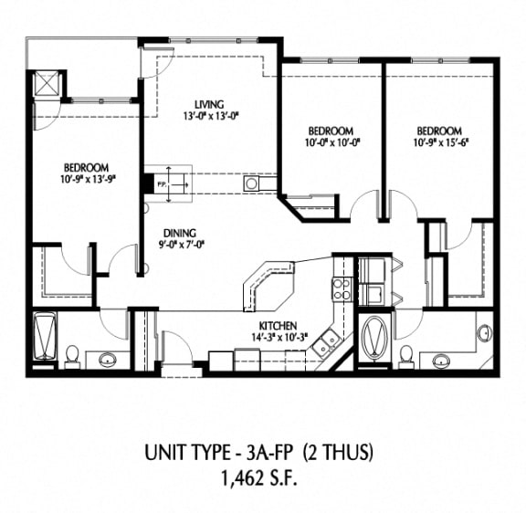 3BRM-A-FP Floor Plan at 808 Berry Place, Minnesota