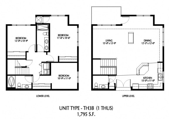 TH-3BRM-3 Floor Plan at 808 Berry Place, Saint Paul, MN