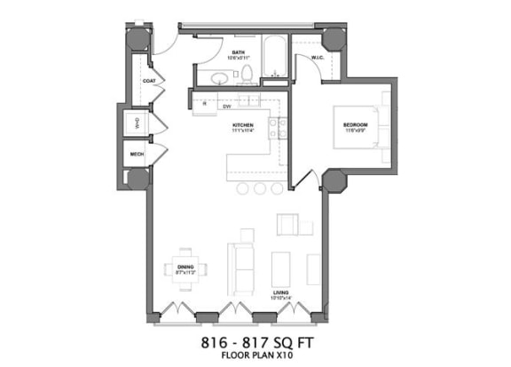 1 Bedroom Floor Plan