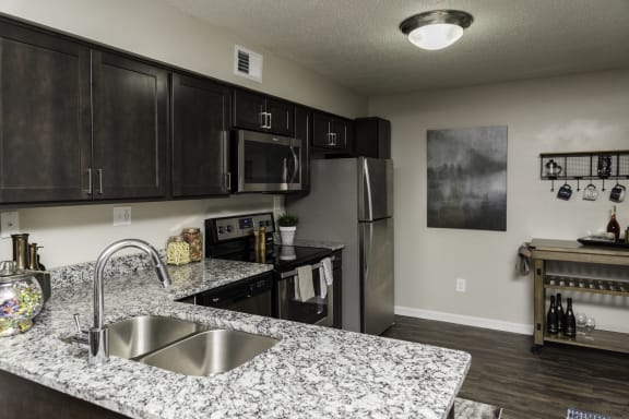 Double Stainless Steel Sink at Fairlane Woods Apartments, Dearborn, MI, 48126