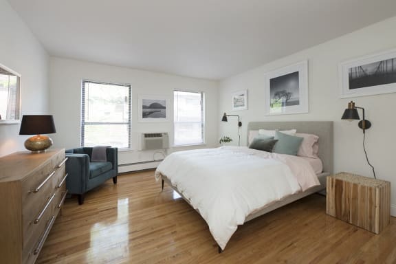 Spacious Bedroom With Comfortable Bed at Everly Roseland, Roseland, NJ, 07068