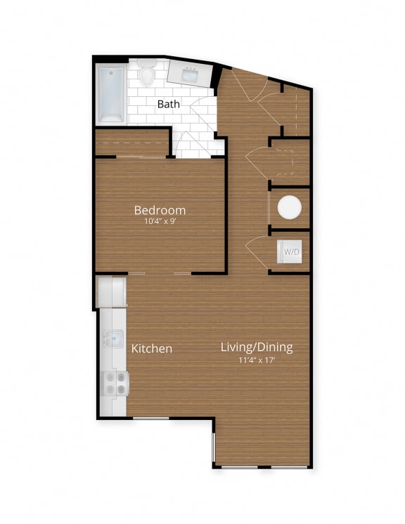 1 Bed 1 Bath Floor Plan at 1600 Pennsylvania Avenue SE, Washington