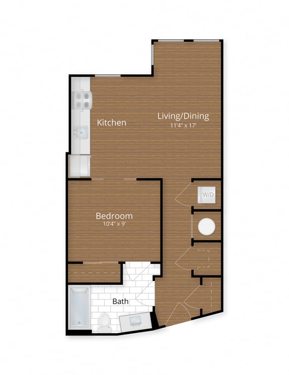 One Bedroom Floor Plan at 1600 Pennsylvania Avenue SE, Washington, DC, 20003