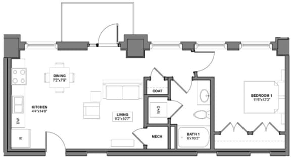Floor Plan I_A t Arcade Artist Apartments, St Louis, 63101