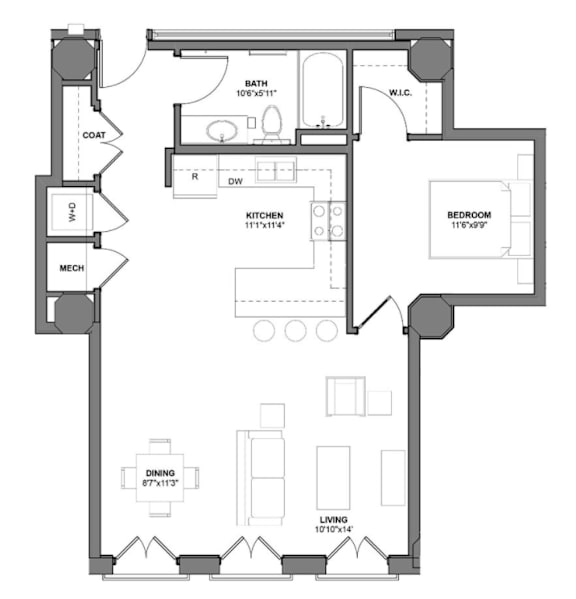 Floor Plan I_D at Arcade Artist Apartments, St Louis, Missouri