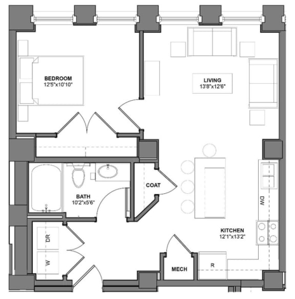Floor Plan I_H6 at Arcade Artist Apartments, St Louis, 63101