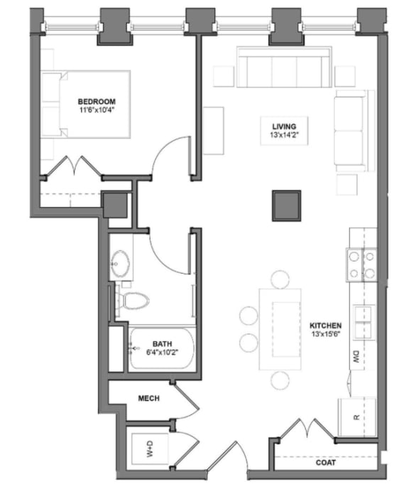 Floor Plan I_K6 at Arcade Artist Apartments, St Louis, 63101