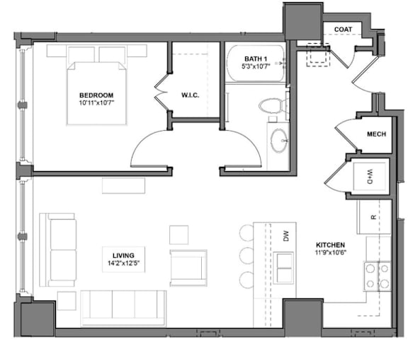 Floor Plan I_Q6 at Arcade Artist Apartments, St Louis, MO, 63101
