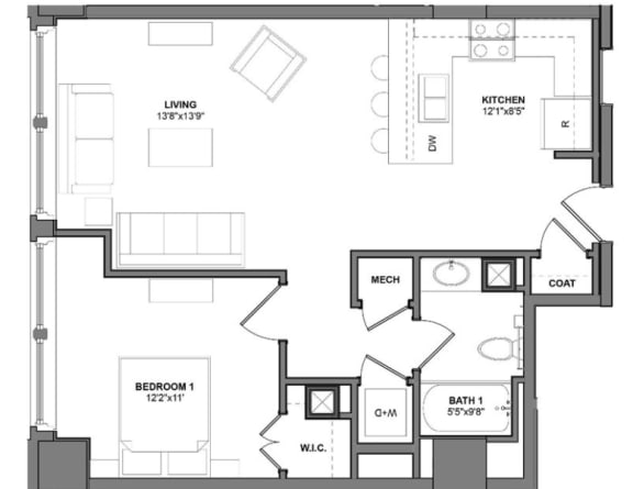 Floor Plan I_S6 at Arcade Artist Apartments, St Louis, 63101
