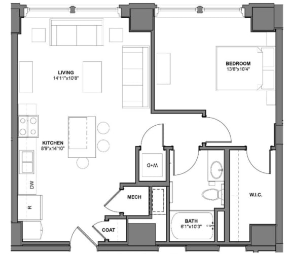 Floor Plan I_V6 at Arcade Artist Apartments, St Louis