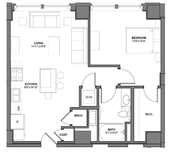 Floor Plan I_W6 at Arcade Artist Apartments, Missouri, 63101