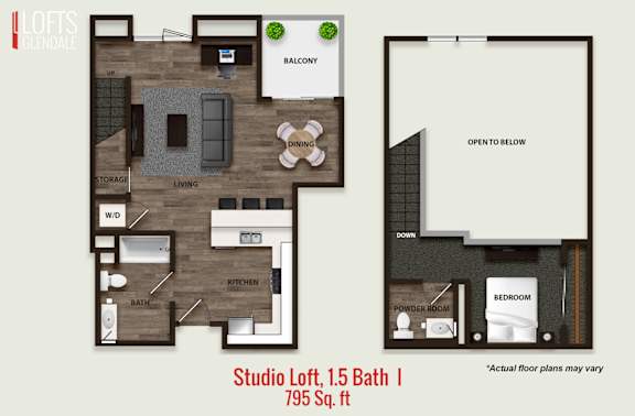 Floor Plan  Studio Loft, 1.5 Bath I