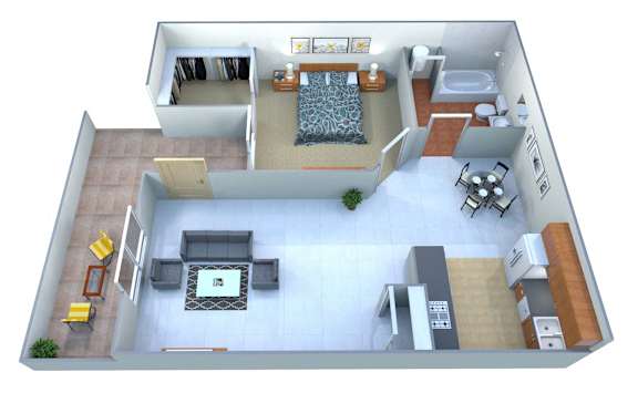 1 Bedroom Floorplan at San Bellino Apartments, Glendale, AZ, 85303