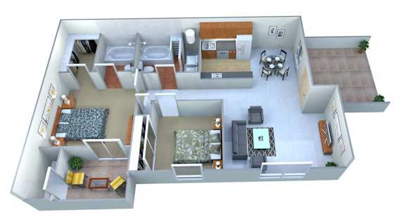 2 Bed Floorplan at San Bellino Apartments, Glendale, AZ