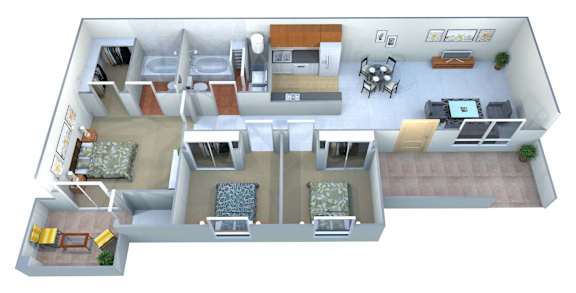 3 Bed Floorplan at San Bellino Apartments, Glendale