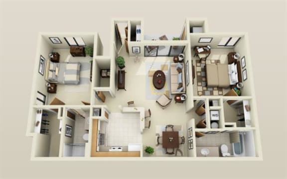 Spacious Two Bedroom Floorplan at Park Lane Apartments, Southfield, 48033