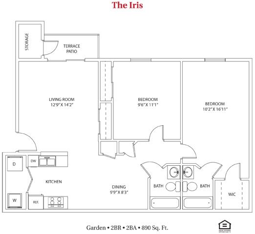 Floor Plan  2 bedroom 2 bathroom Floor plan at Bayberry Cove, Ohio, 45305