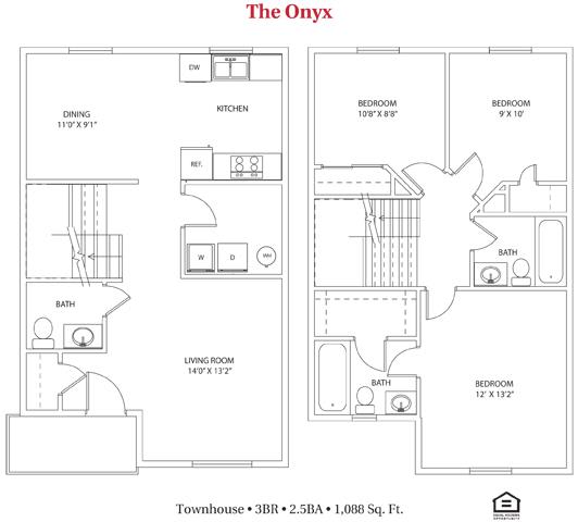 Floor Plan  3 bedroom 2.5 bathroom Floor plan at Bayberry Cove, Bellbrook, Ohio