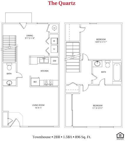 Floor Plan  2 bedroom 1.5 bathroom Floor plan A at Bayberry Cove, Ohio