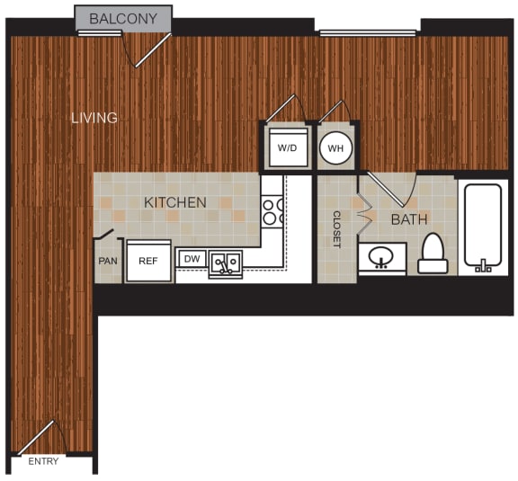 Studio 4 Floor Plan at Berkshire Riverview, Austin, Texas