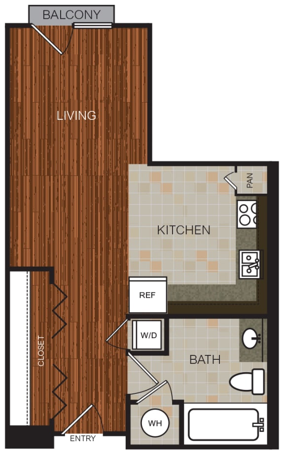 Studio 5 Floor Plan at Berkshire Riverview, Texas, 78741