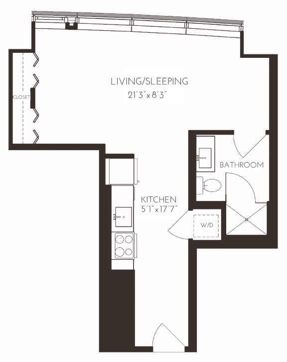 VIISE14 Floor Plan at Via Seaport Residences, Boston, MA