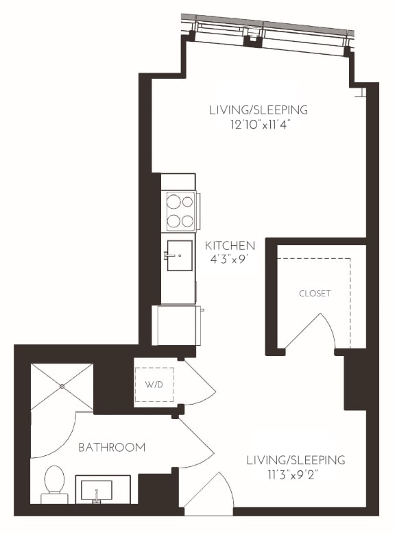 VIISF1F Floor Plan at Via Seaport Residences, Boston, 02210