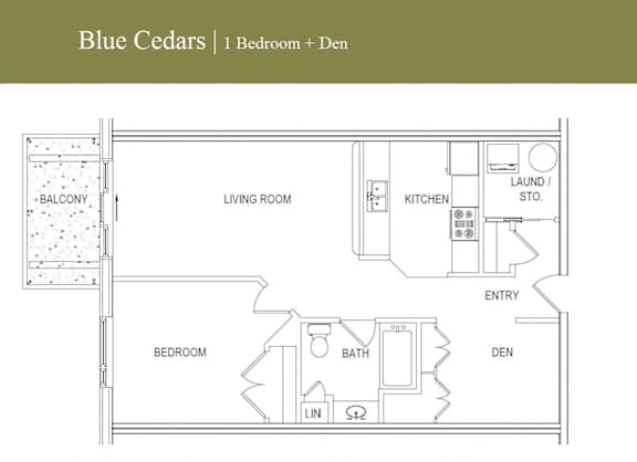 Blue Cedars One Bedroom + Den B Image