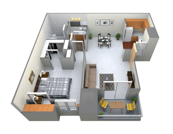 1 Bed 1 Bath Floor Plan