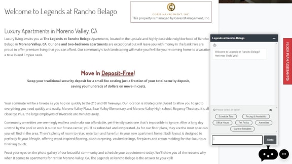 Website at Legends at Rancho Belago, Moreno Valley, 92553
