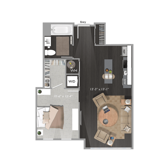 Floor Plan  1 bed 1 bath A8 Floor Plan at The Edison at Union Market, Washington