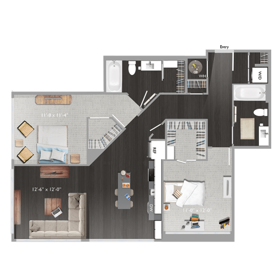 2 bed 2 bath D10 Floor Plan at The Edison at Union Market, Washington, Washington
