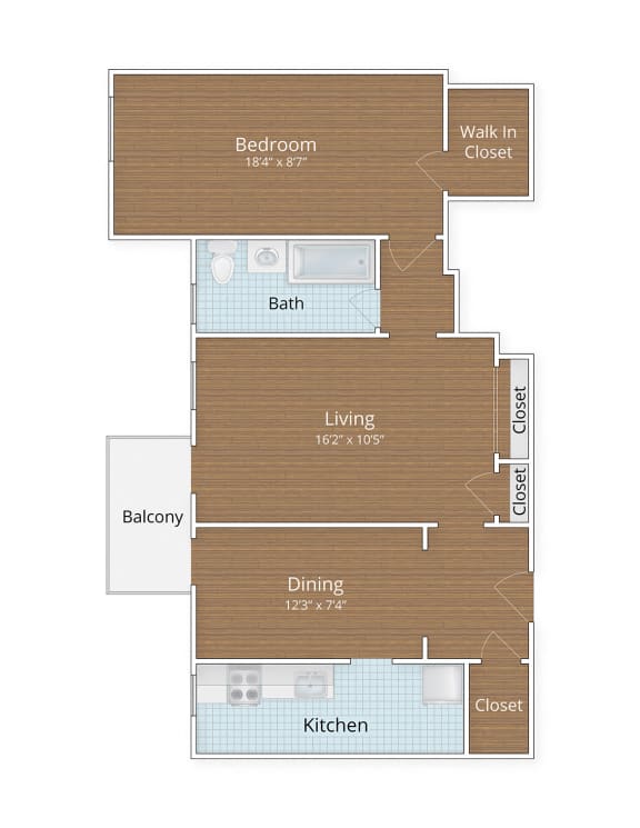 one bedroom floor plan at Highview and Castle Manor, Washington, DC