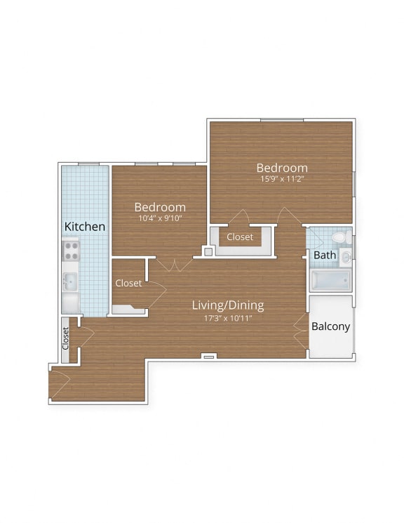 one bedroom floor plan at Highview and Castle Manor, Washington