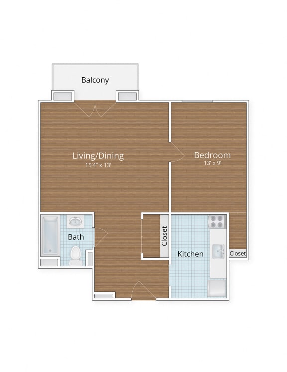 one bedroom floor plan at Highview and Castle Manor, Washington, DC, 20009