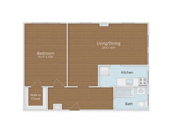 one bedroom floor plan  at Highview and Castle Manor, Washington, 20009
