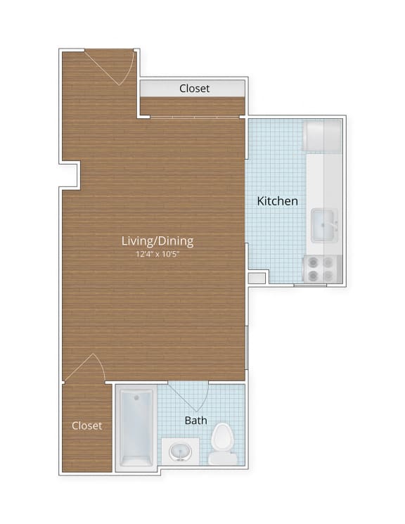 studio floor plan at Highview and Castle Manor, Washington, DC, 20009