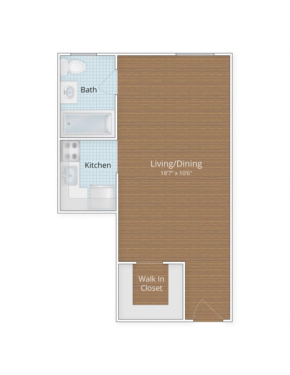 studio floor plan at Highview and Castle Manor, Washington, DC