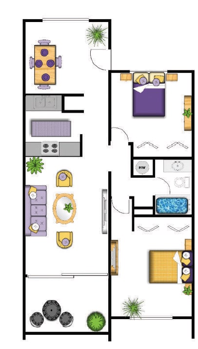 Ariana At El Paseo 2 Bedroom Apartment Floor Plan