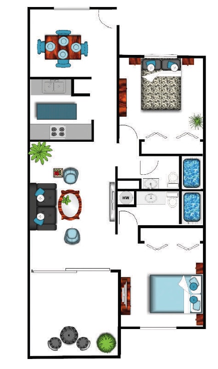 Ariana At El Paseo 2 Bedroom Apartment Floor Plan