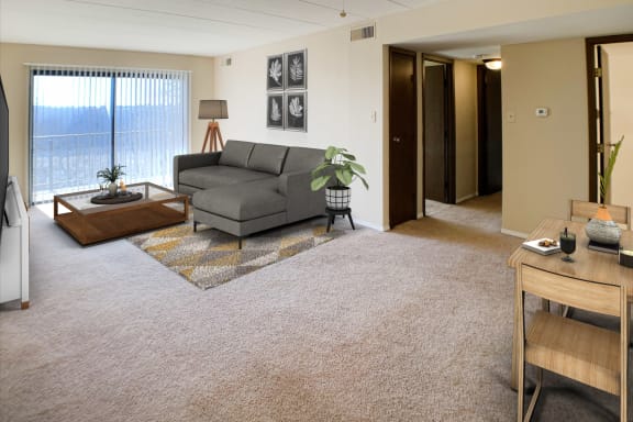 Living room full view at Indian Lookout Apartments, Ohio, 45238