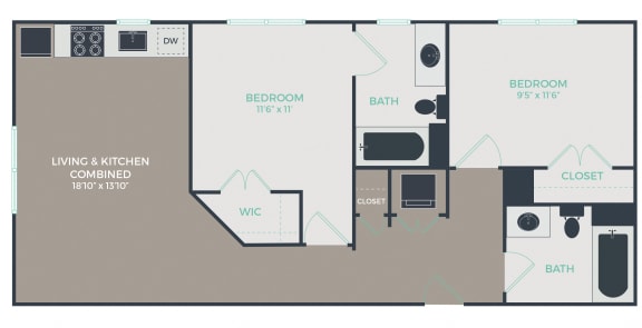 B1_2B2B_880 Floor Plan at Link Apartments® Mixson, North Charleston