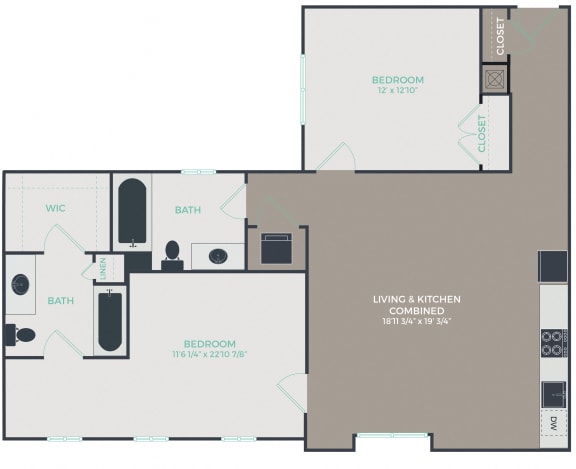 Floor Plan  B3-A_2B2B_1106 Floor Plan at Link Apartments&#xAE; Mixson, North Charleston, SC