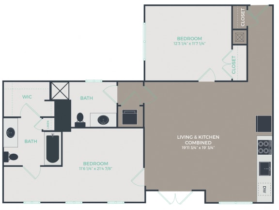 Floor Plan  B3-C_2B2B-1063 Floor Plan at Link Apartments&#xAE; Mixson, North Charleston, South Carolina