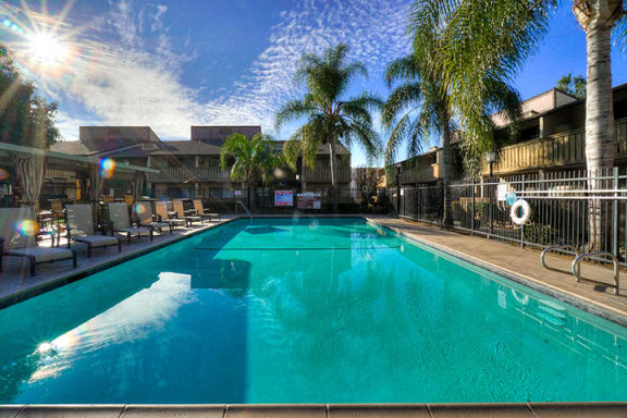 Sparkling Swimming Pool at Highlander Park Apts, Riverside, CA