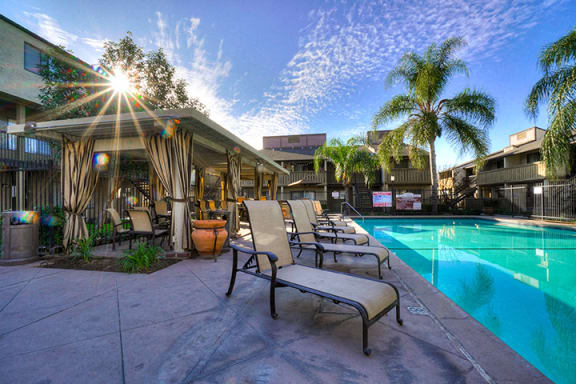 Extensive Resort Inspired Pool Deck at Highlander Park Apts, Riverside, 92507