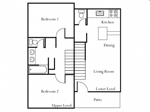 Beautiful Two Bedroom/One and a 1/2 Bath Floor Plan 1,175 Sq.Ft. at Highlander Park Apts, California