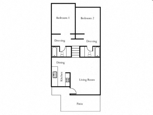 Marvelous Two Bedroom/Two Bath Floor Plan 1.030 Sq.Ft. at Highlander Park Apts, California, 92507