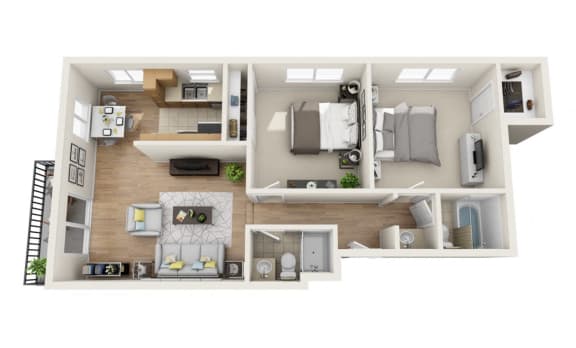 2 Beds 2 Baths A Floor Plan 2 Beds 2 Baths A Floor Plan at Joro Properties, Hollywood, CA, 90046