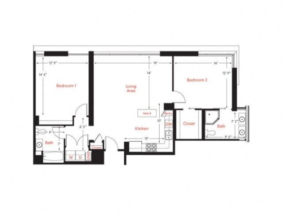 D-2 Floor Plan at Met Lofts, Los Angeles, CA, 90015